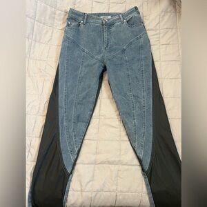 Maniere De Voir Denim and leather pants